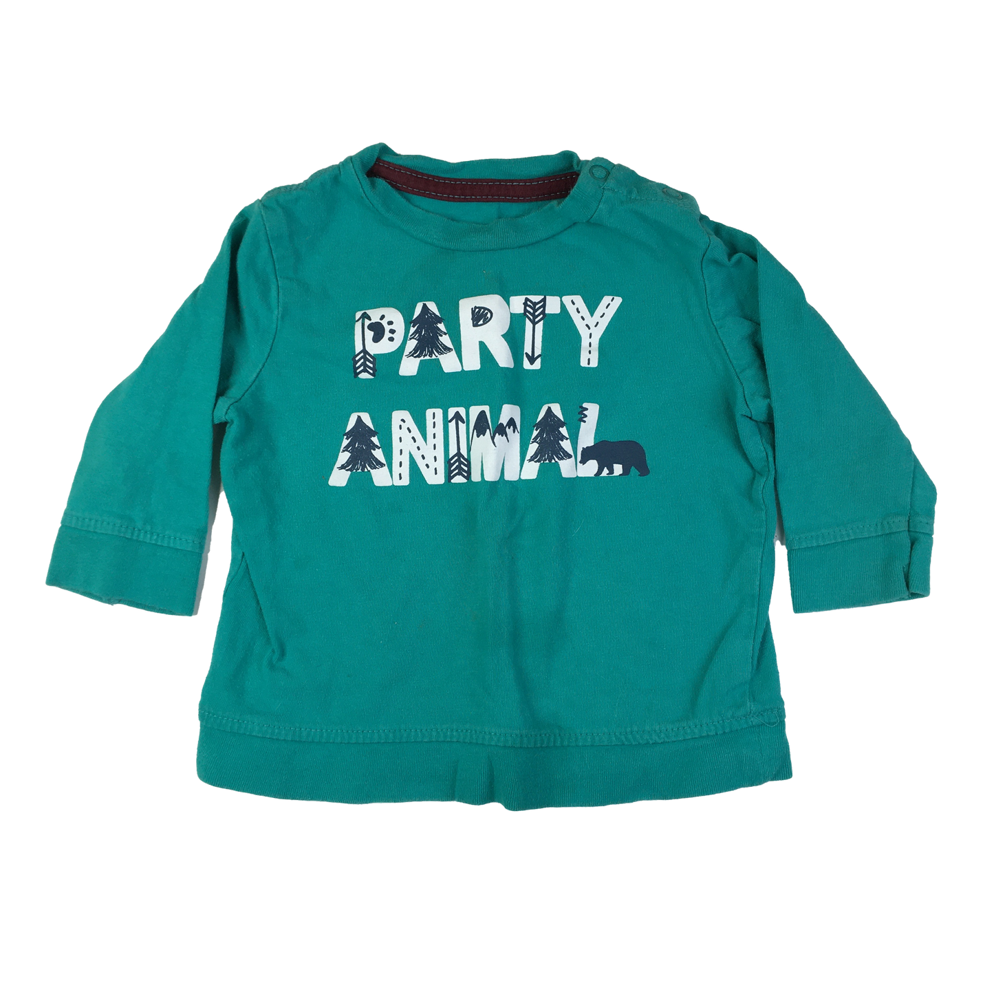 George Teal Long Sleeve Shirt "Party Animal" 6-12M