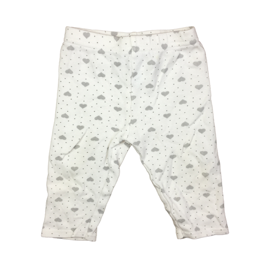 Bon Bebe White Leggings with Silver Hearts 6-9M