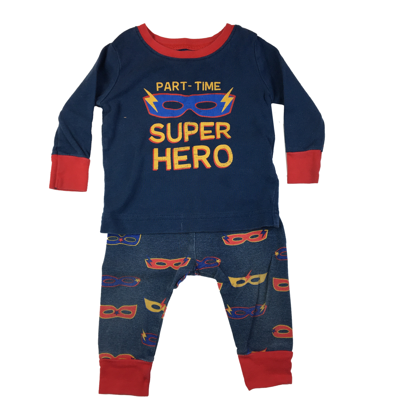 Old Navy Navy 2-Piece Sleepers "Part Time Super Hero" 6-12M