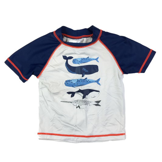 Carters White Rash Guard with Whales 9M