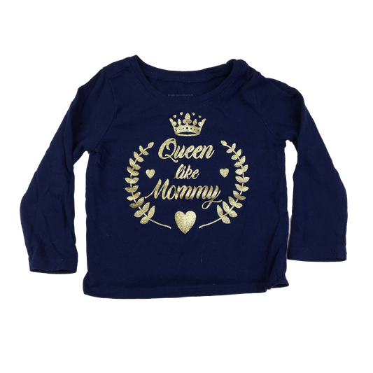 The Children's Place Navy Long Sleeve Shirt "Queen Like Mommy" 12-18M