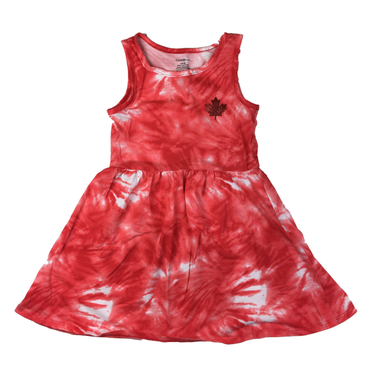 George Red Tie Dye Dress with Maple Leaf 6