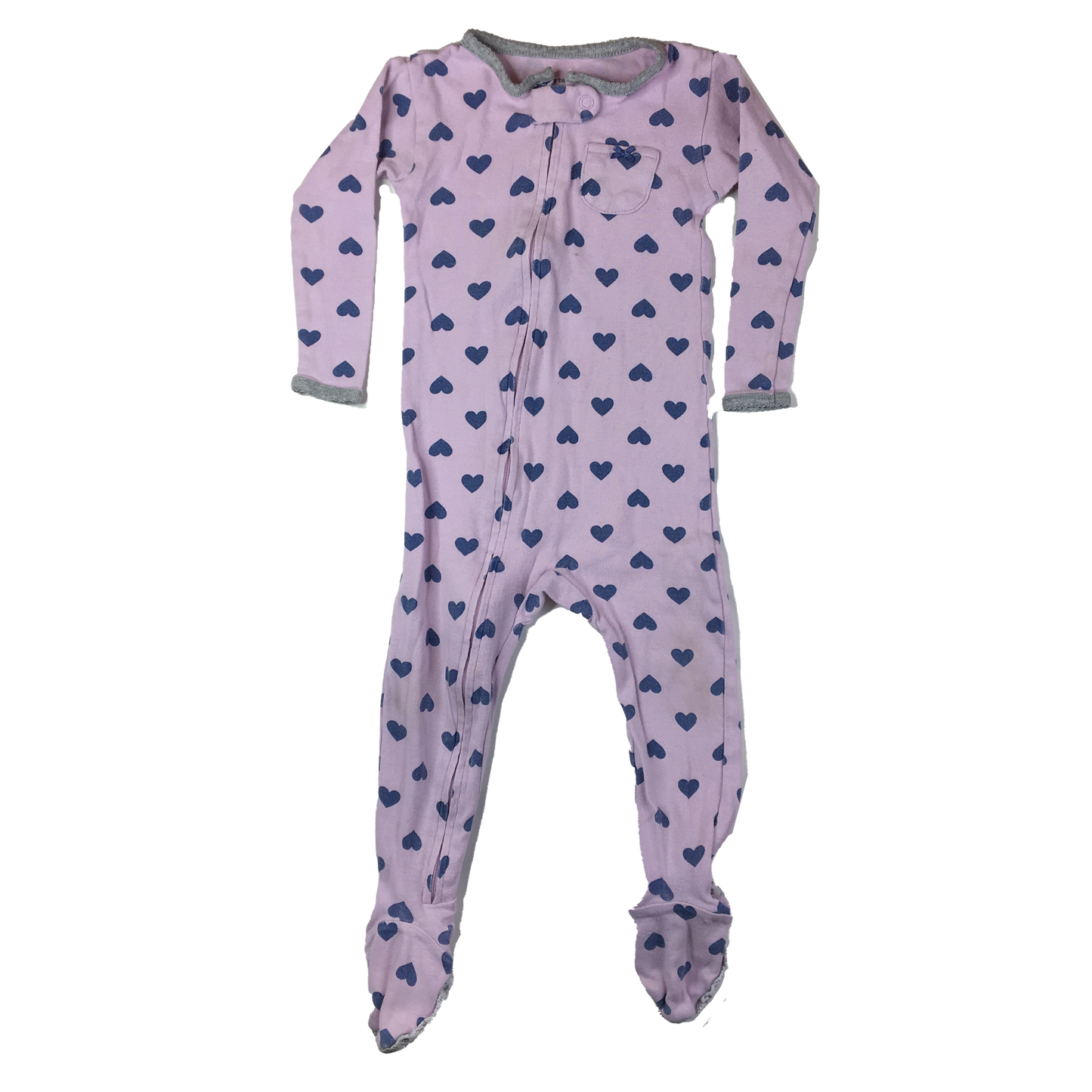 Carter's Purple Zipped Footed Sleeper with Hearts 18M
