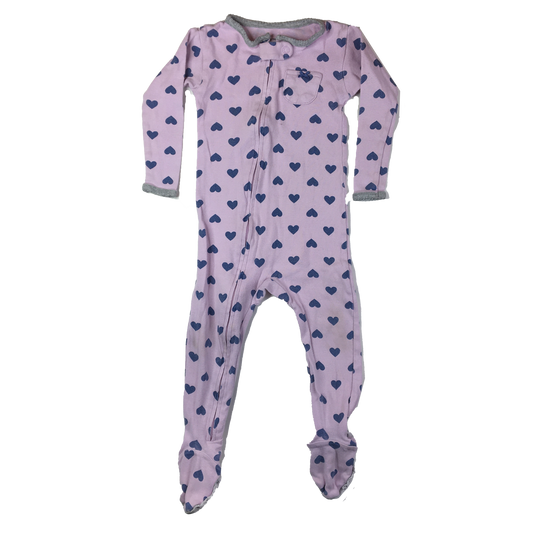 Carter's Purple Zipped Footed Sleeper with Hearts 18M