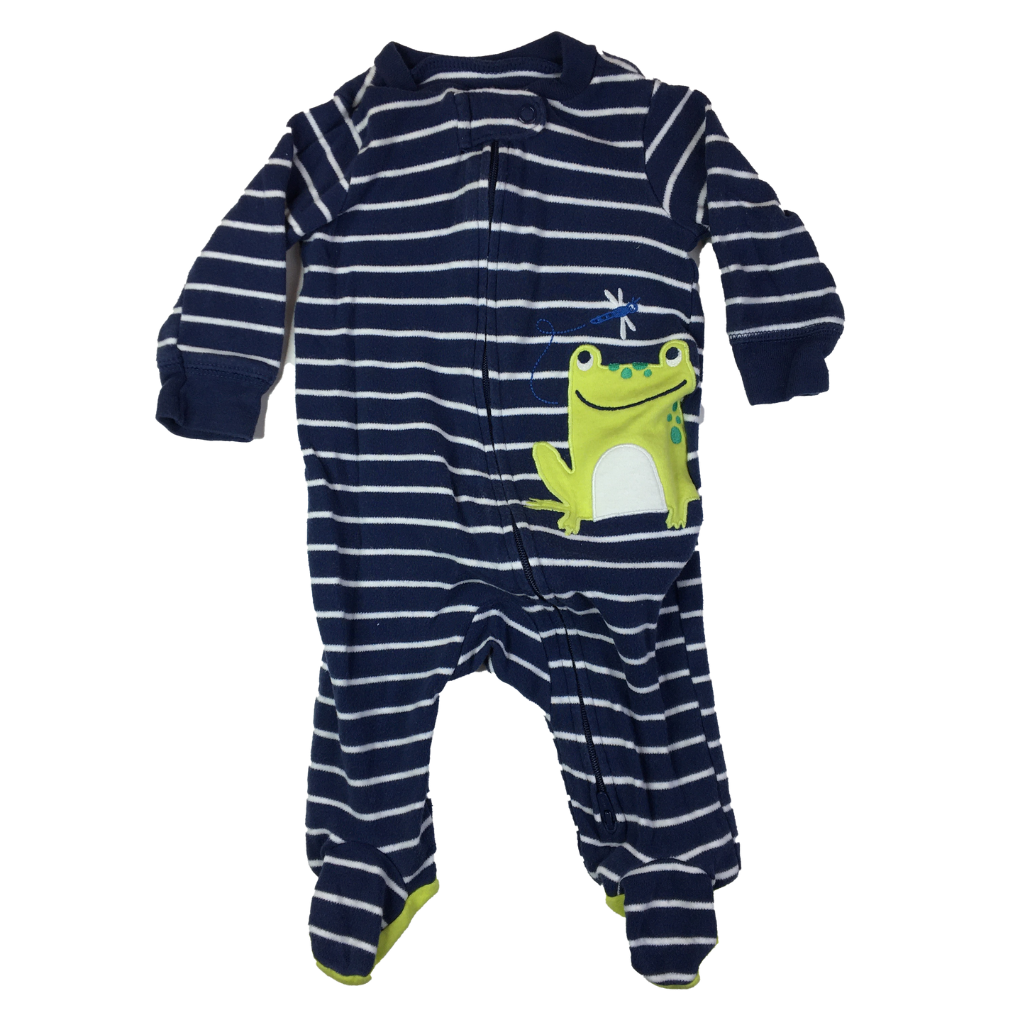 Carter's Navy & White Striped Footed Sleeper with Frog 3M