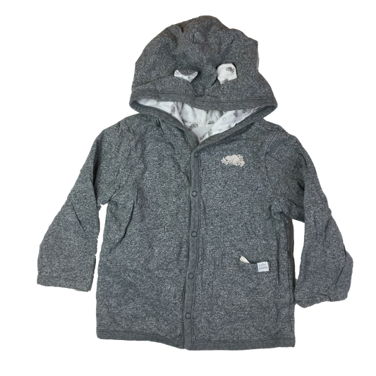 Roots Grey Hooded Double Lined / Reversible Sweater 2-3T