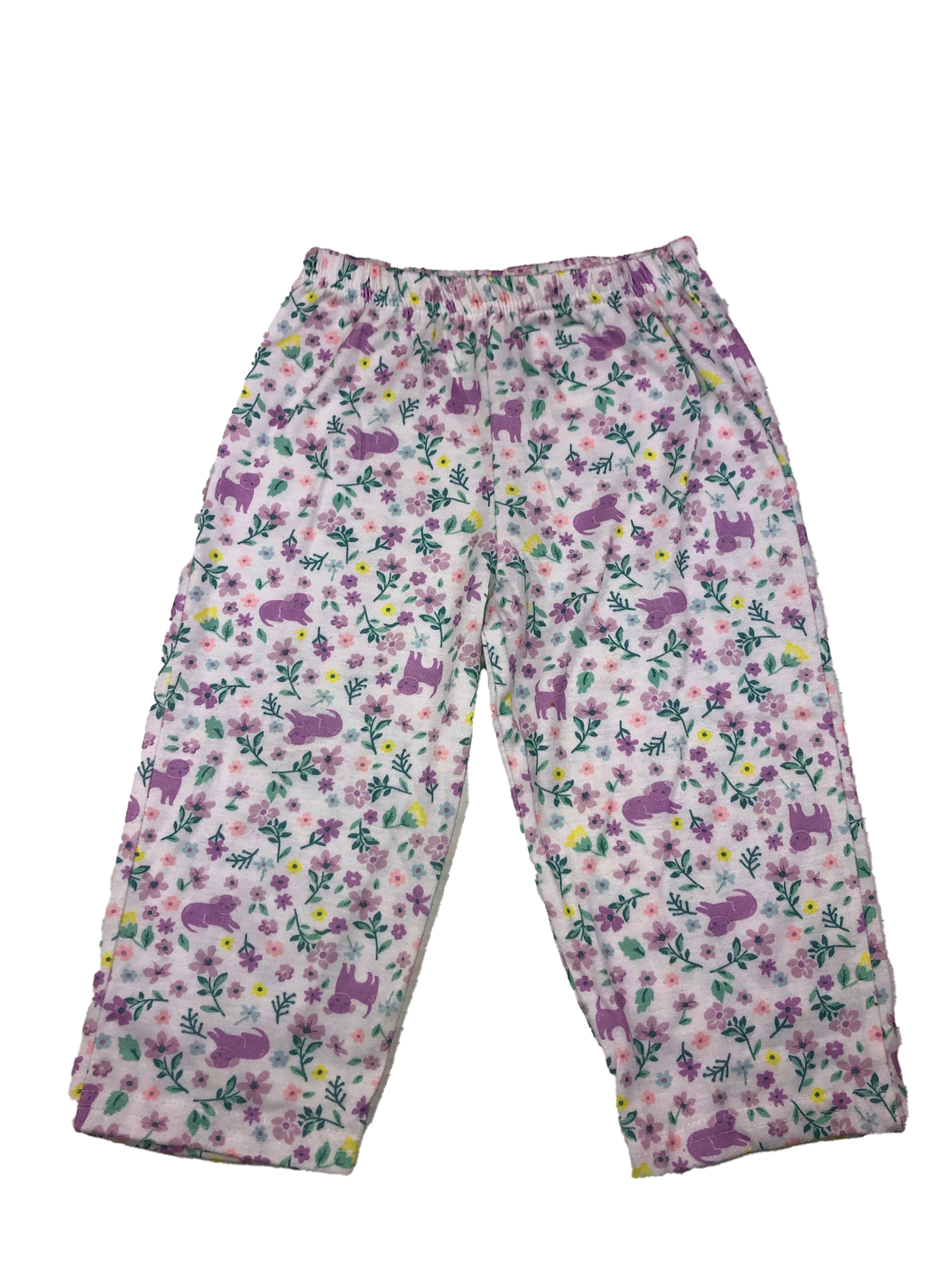 Carter's White Floral Pull-On Pants with Dogs 24M