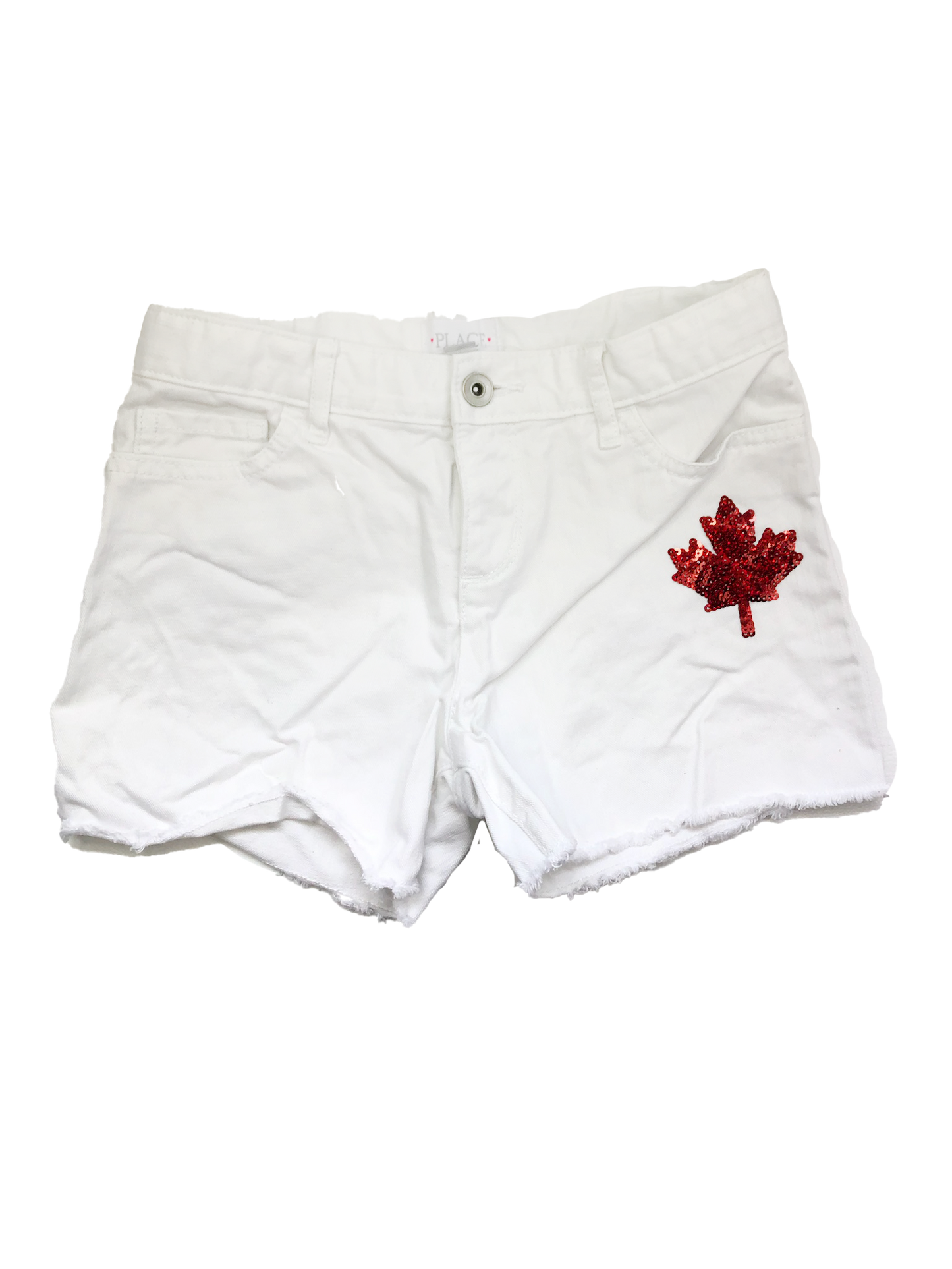 The Children's Place White Shorts with Sequin Maple Leaf 10