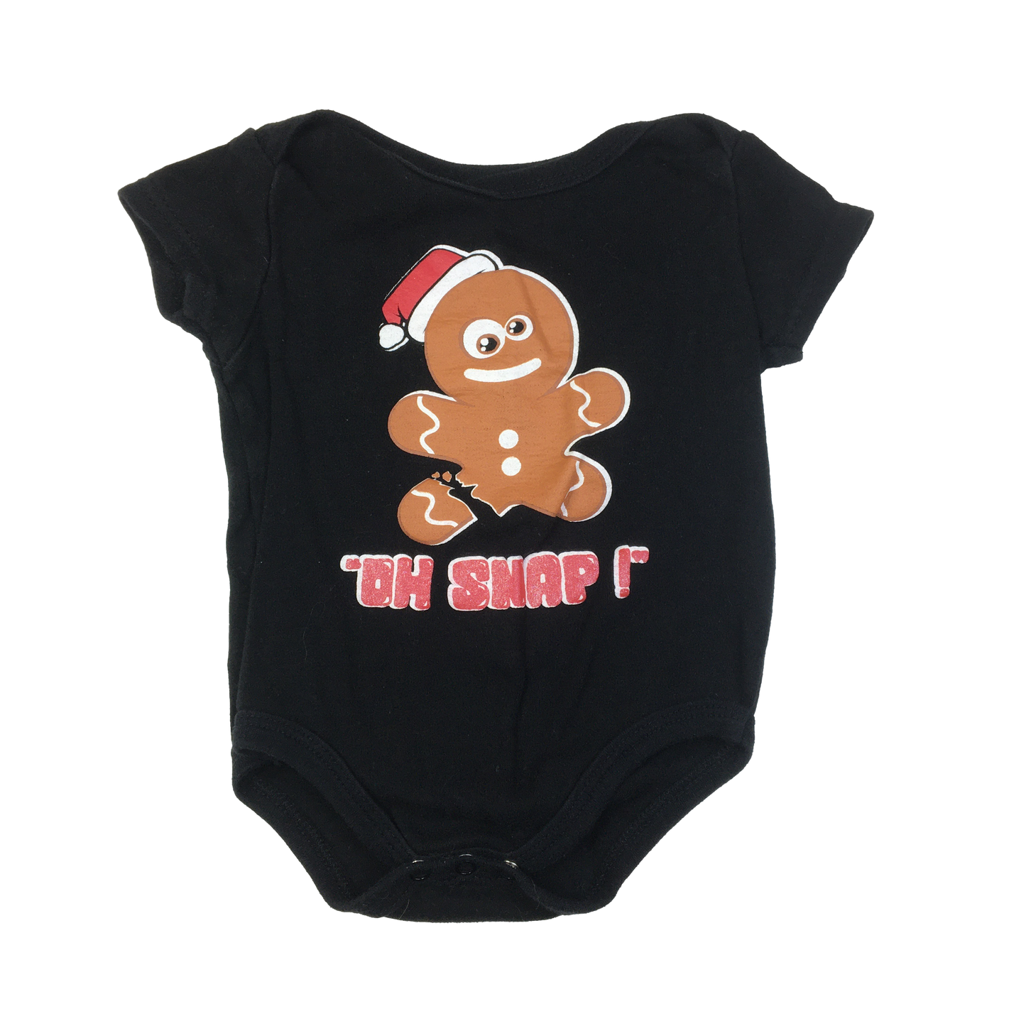 Black Onesie with "Oh Snap" Gingerbread Man 12M