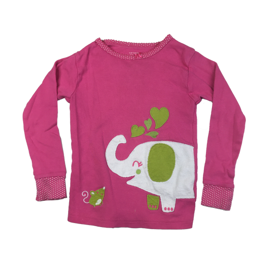 Carter's Pink PJ Top with Elephant & Mouse 3T