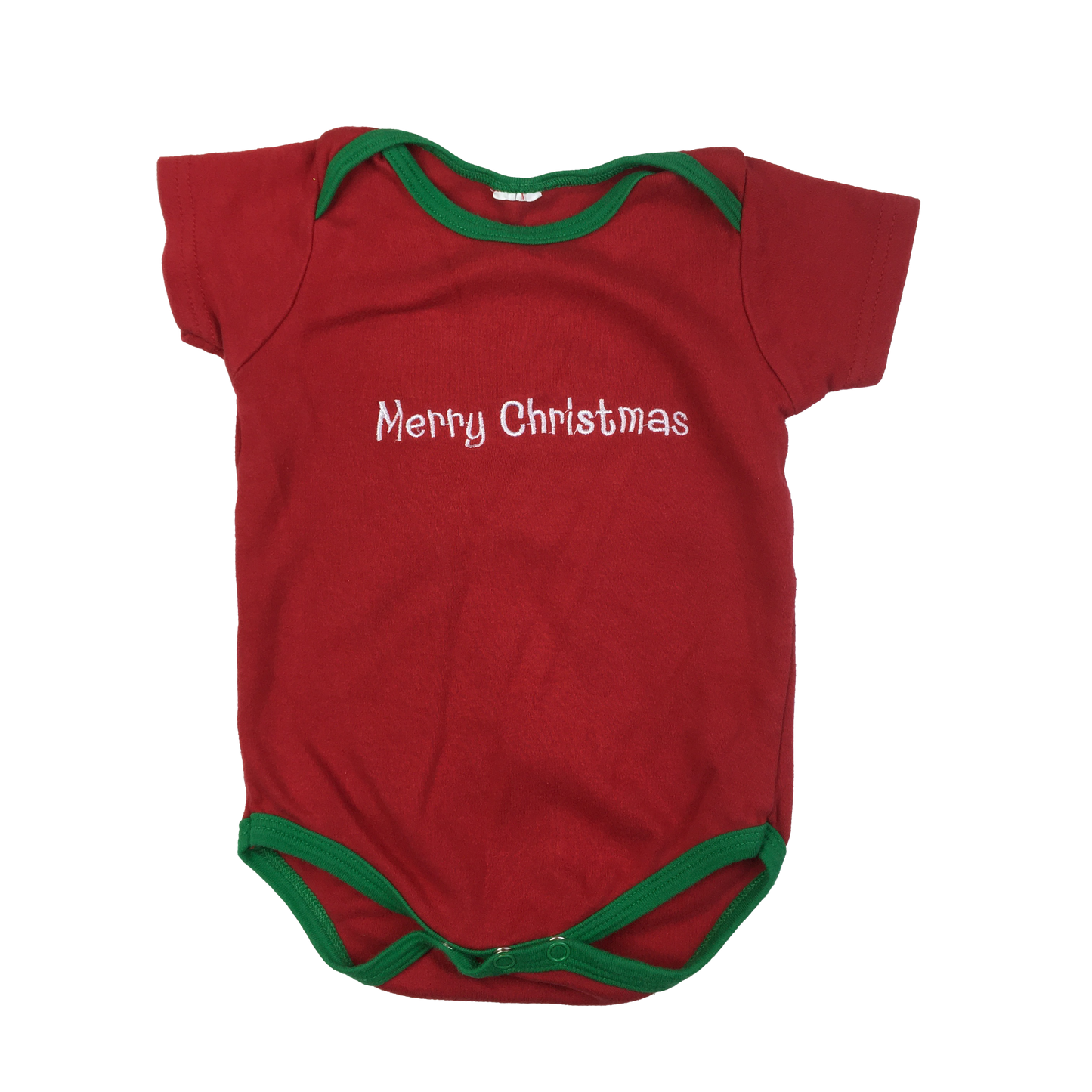 Red Onesie with "Merry Christmas" Embroidery 9M