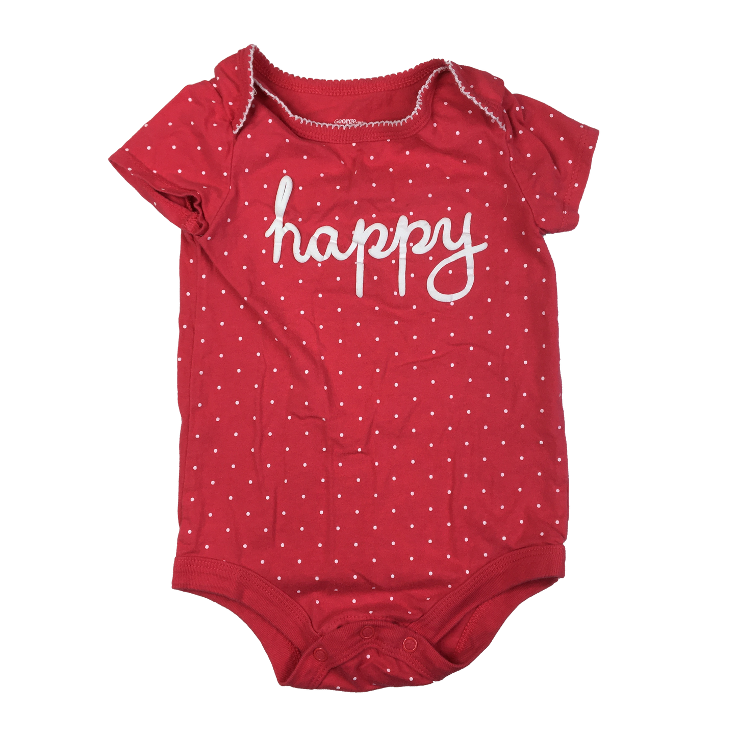 George Pink Onesie with "Happy" Embroidery 12-18M