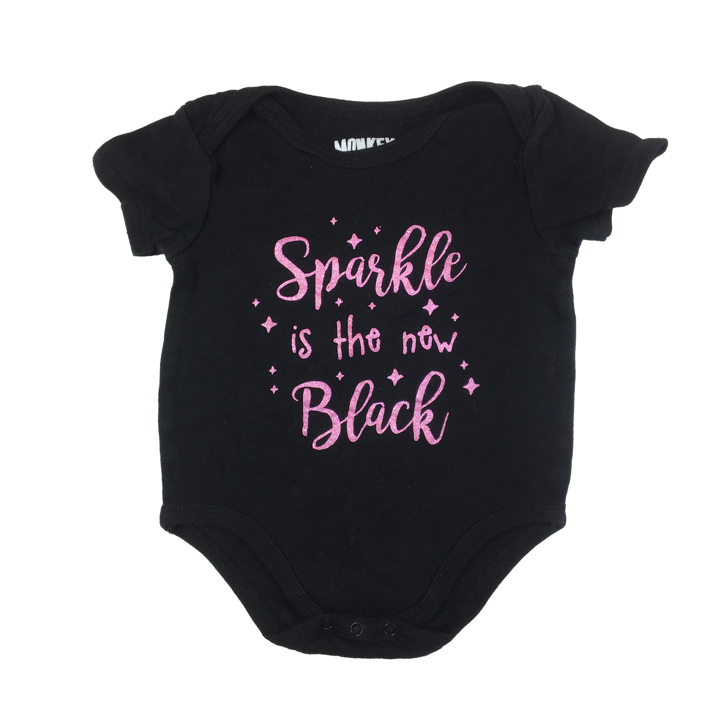 Monkey Bars Black Onesie with "Sparkle Is The New Black" 18M