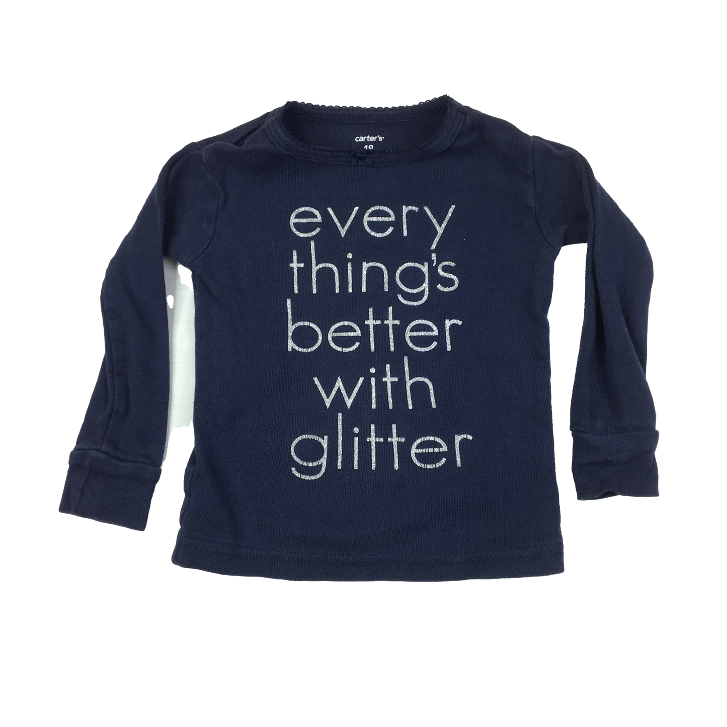 Carter's Navy Long Sleeve with "Every Things Better With Glitter" 18M