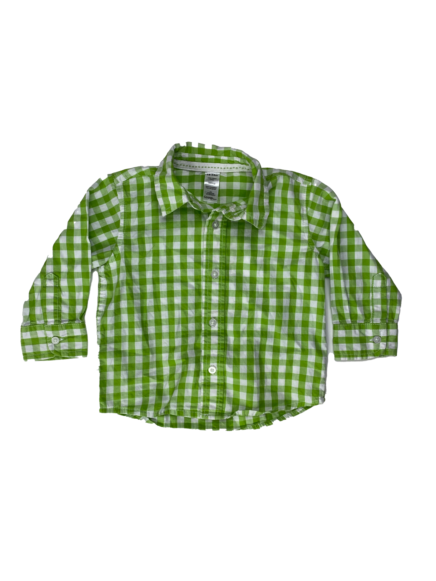 George Green Gingham Long Sleeve Button-Up 18-24M