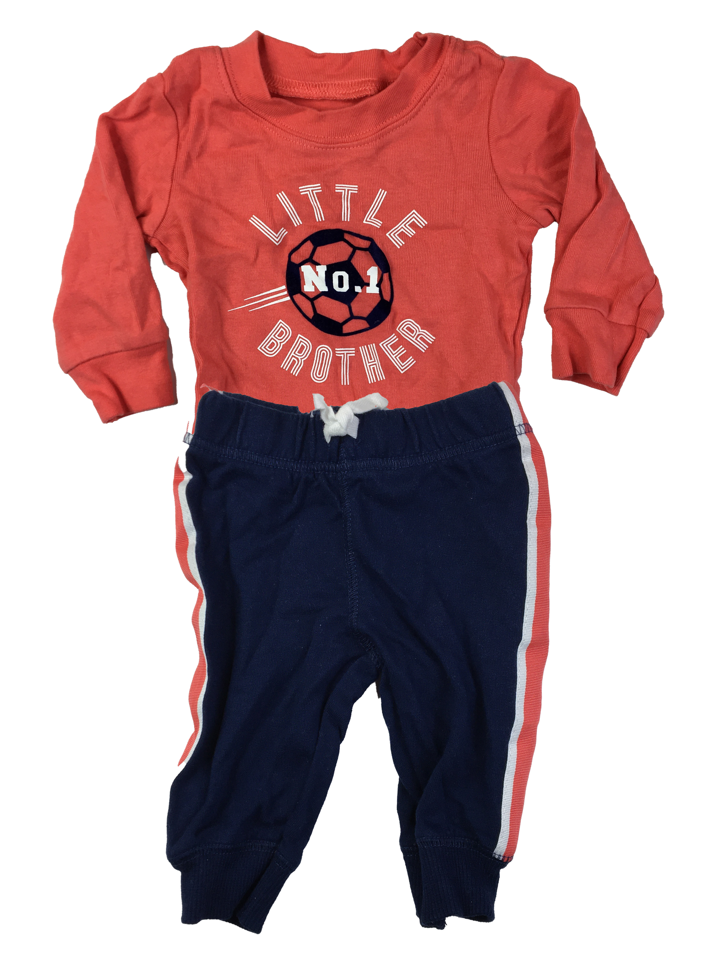 Carter's 2-Piece Orange Top & Navy Pants "Little Brother"  3M