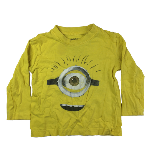 Despicable Me Yellow Long Sleeve with Minion Face 2T