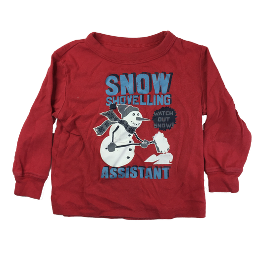 Joe Fresh Red Long Sleeve with "Snow Shovelling Assistant" 2T