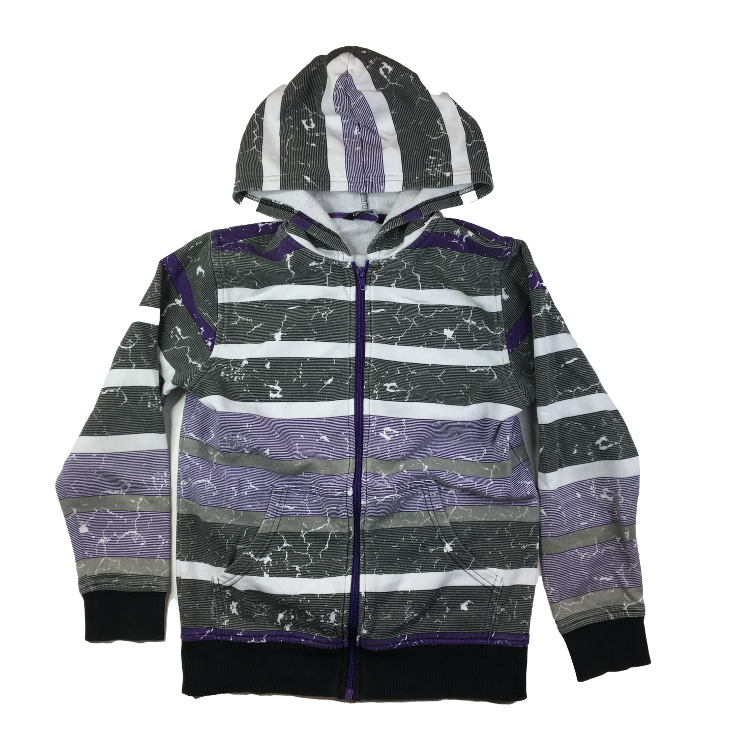 George Grey & Purple Striped Hooded Zip-Up Sweater 10-12