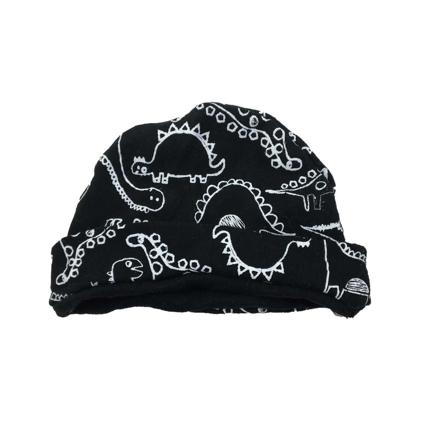 Black with White Dinosaurs Hat NB