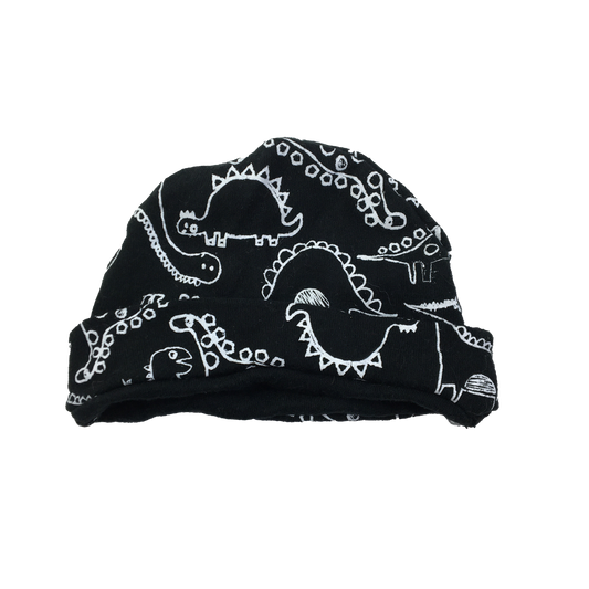 Black with White Dinosaurs Hat NB