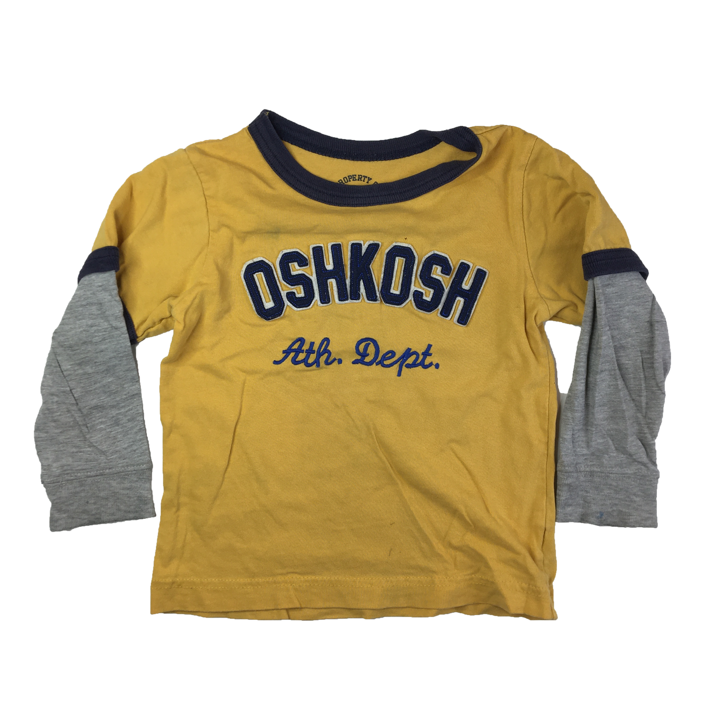 OshKosh Yellow Long Sleeve Shirt with Grey Sleeves 3T