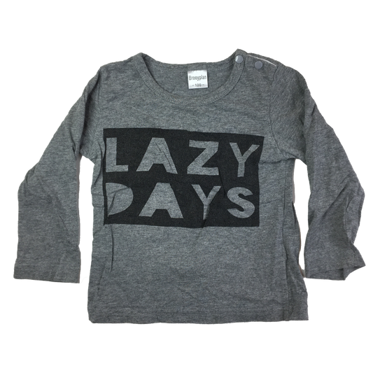 Brooyplan Grey Long Sleeve with "Lazy Days" 3T