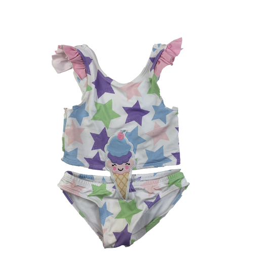 Coyote White 2-Piece Swimsuit with Coloured Stars 18-24M