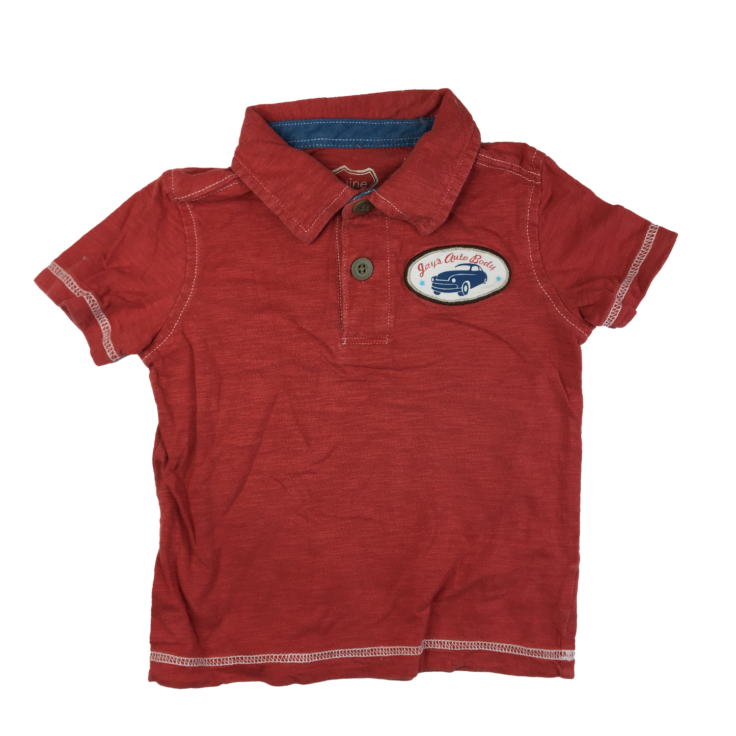 Genuine Kids Red Polo with "Jay's Auto Body" Patch 2T