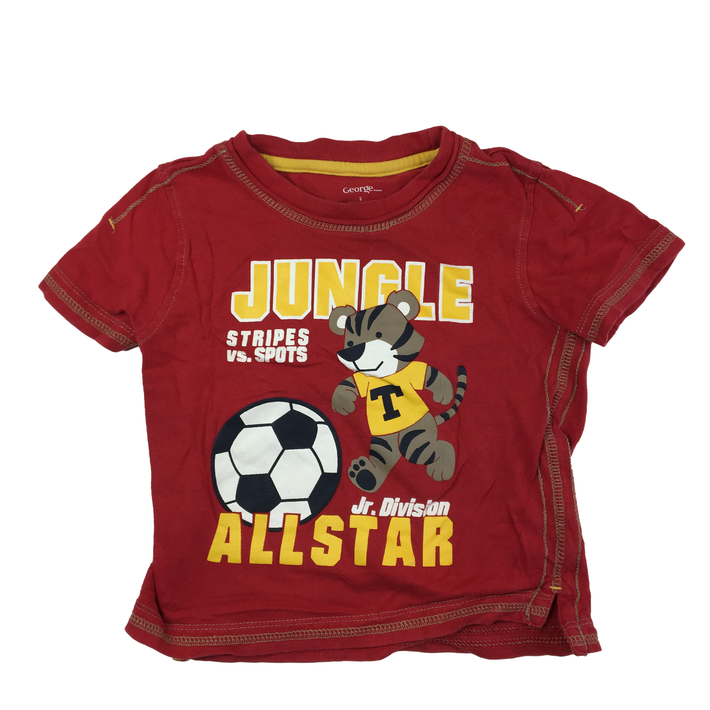 George Red T-Shirt with Soccer Tiger "All Star" 2T