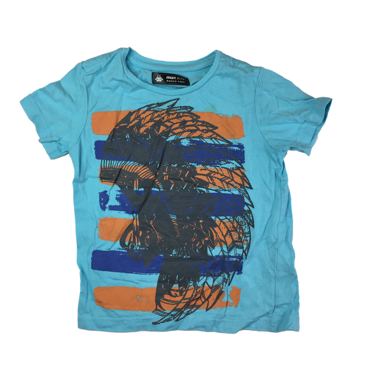 Max Boy Blue T-Shirt with War Bonnet 2-3T