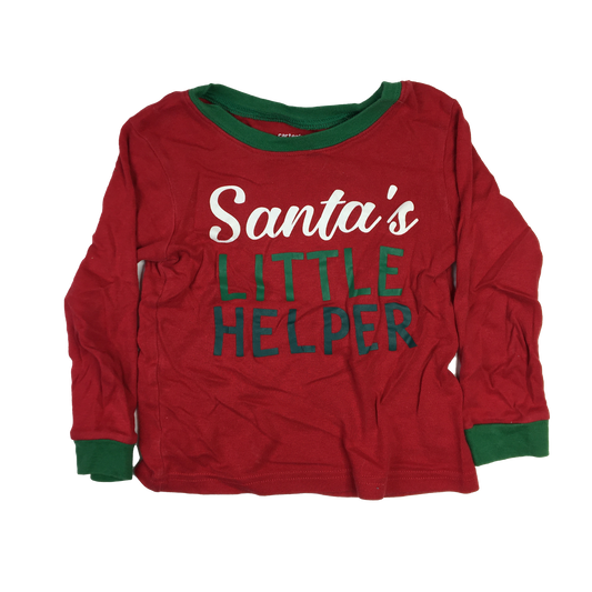 Carter's PJ Top Red Long Sleeves with  "Santa's Little Helper" 3T