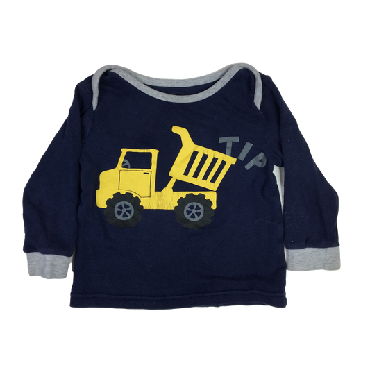 Navy Blue Long Sleeve Shirt with Dump Truck 18Mn