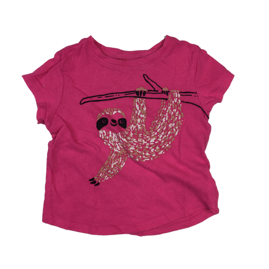 Old Navy Pink T-Shirt with Sloth 18-24M