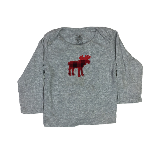 George Grey Long Sleeve Shirt with Moose 12-18M