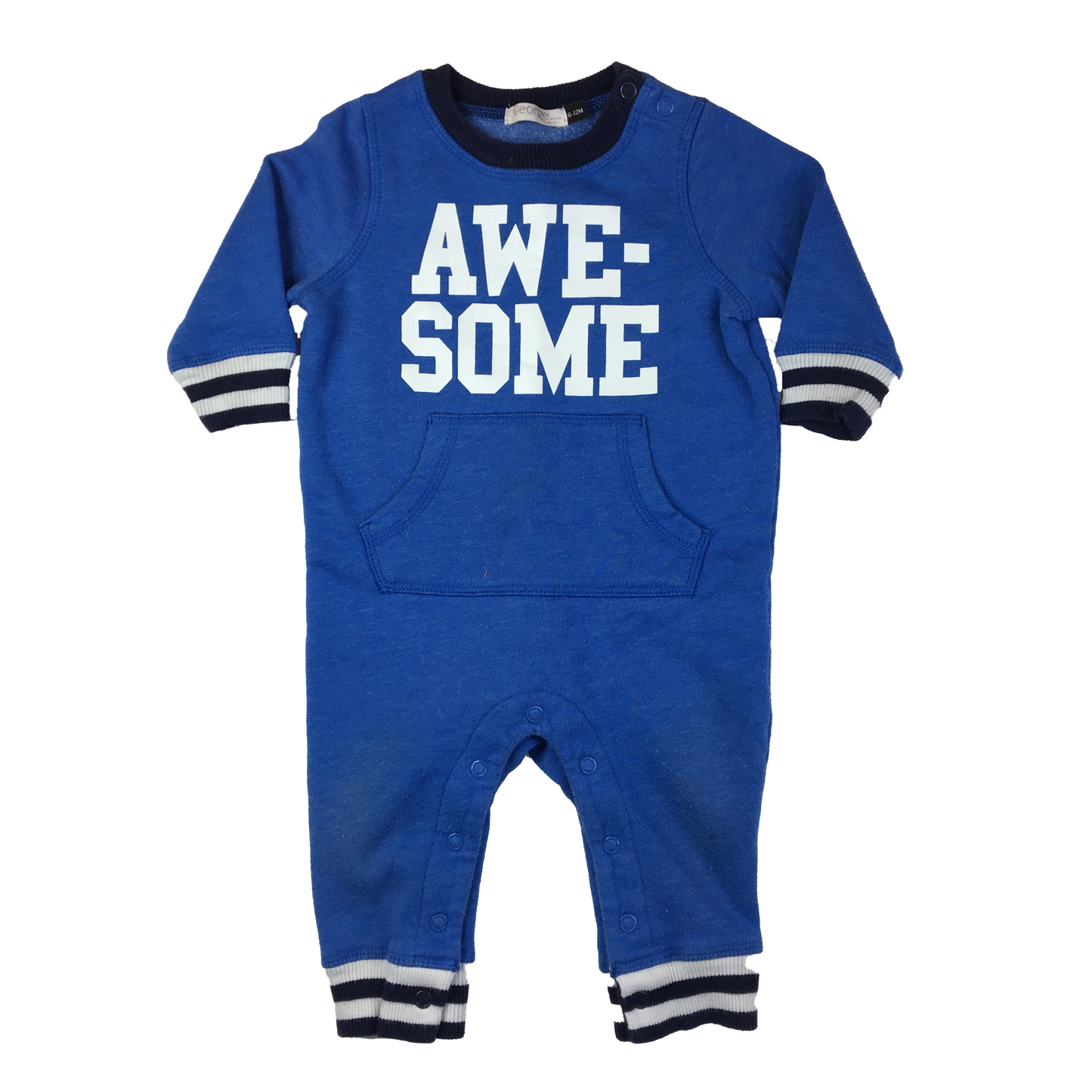 George Blue Sweater Jumpsuit with "Awesome" 6-12M