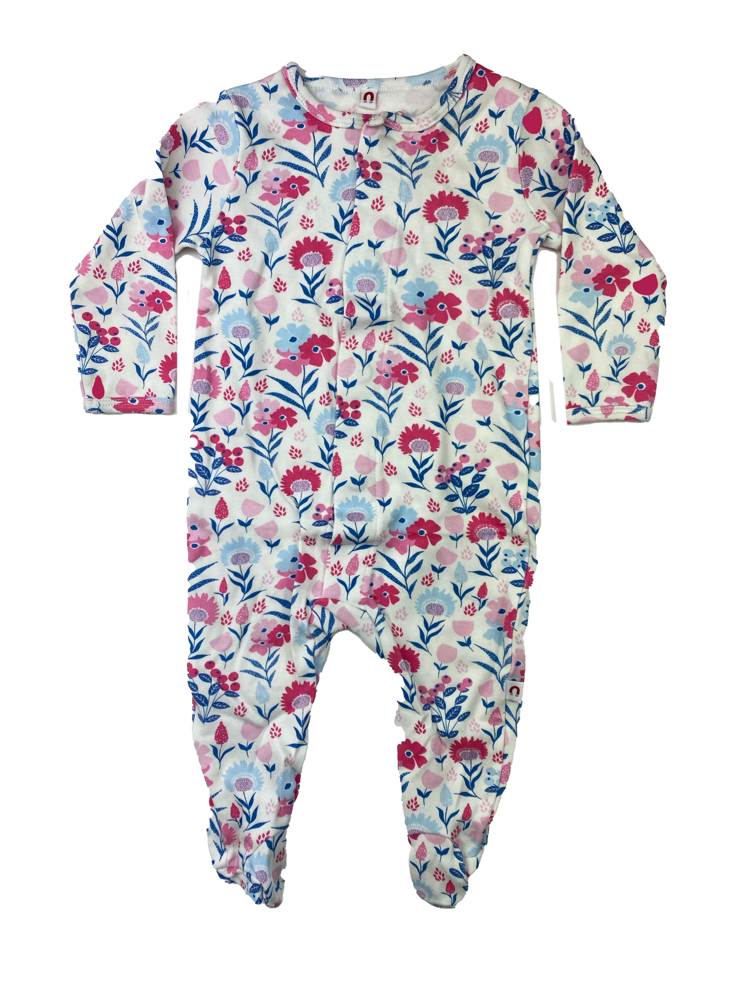 E=MC White Footed Sleeper with Flowers 3-6M
