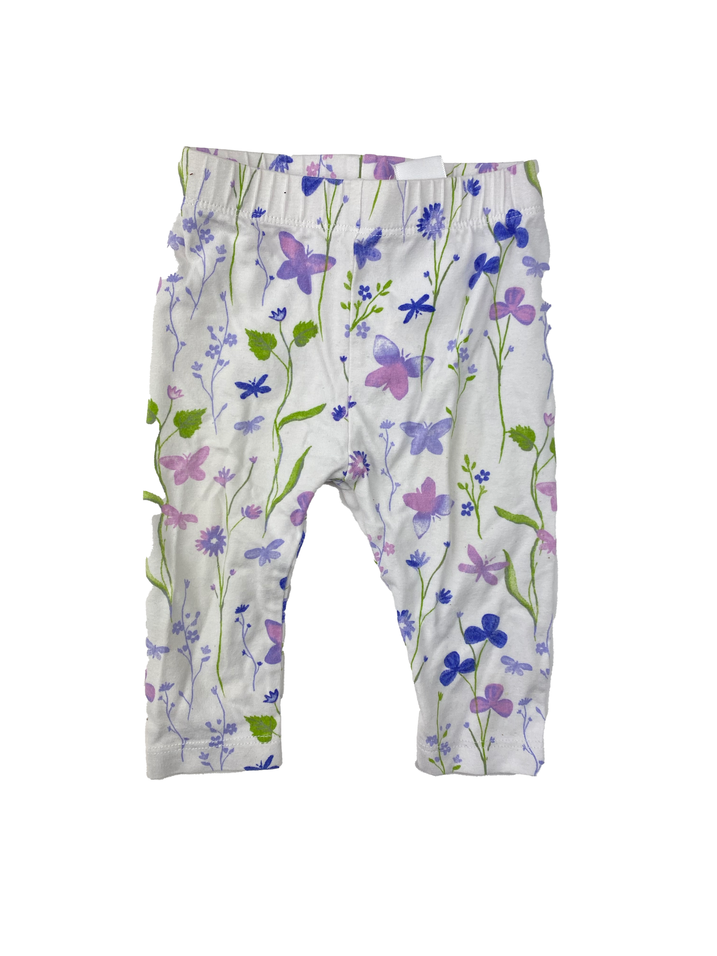 Joe Fresh White Leggings with Purple Butterfly's 3-6M