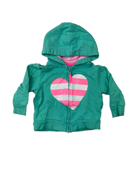 Carter's Green Sweatshirt with Pink & White Heart 6M